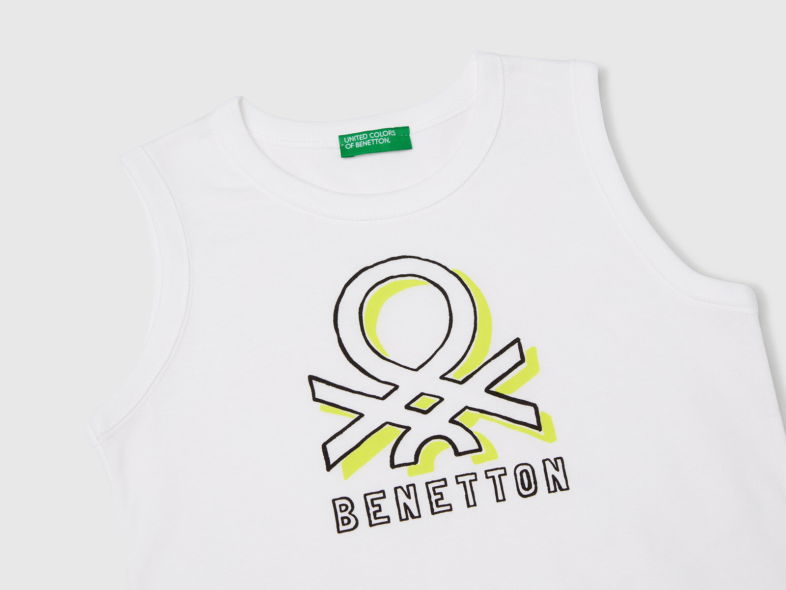 Canotta con logo e applicazione da bimbo bianco 3 | Benetton Outlet
