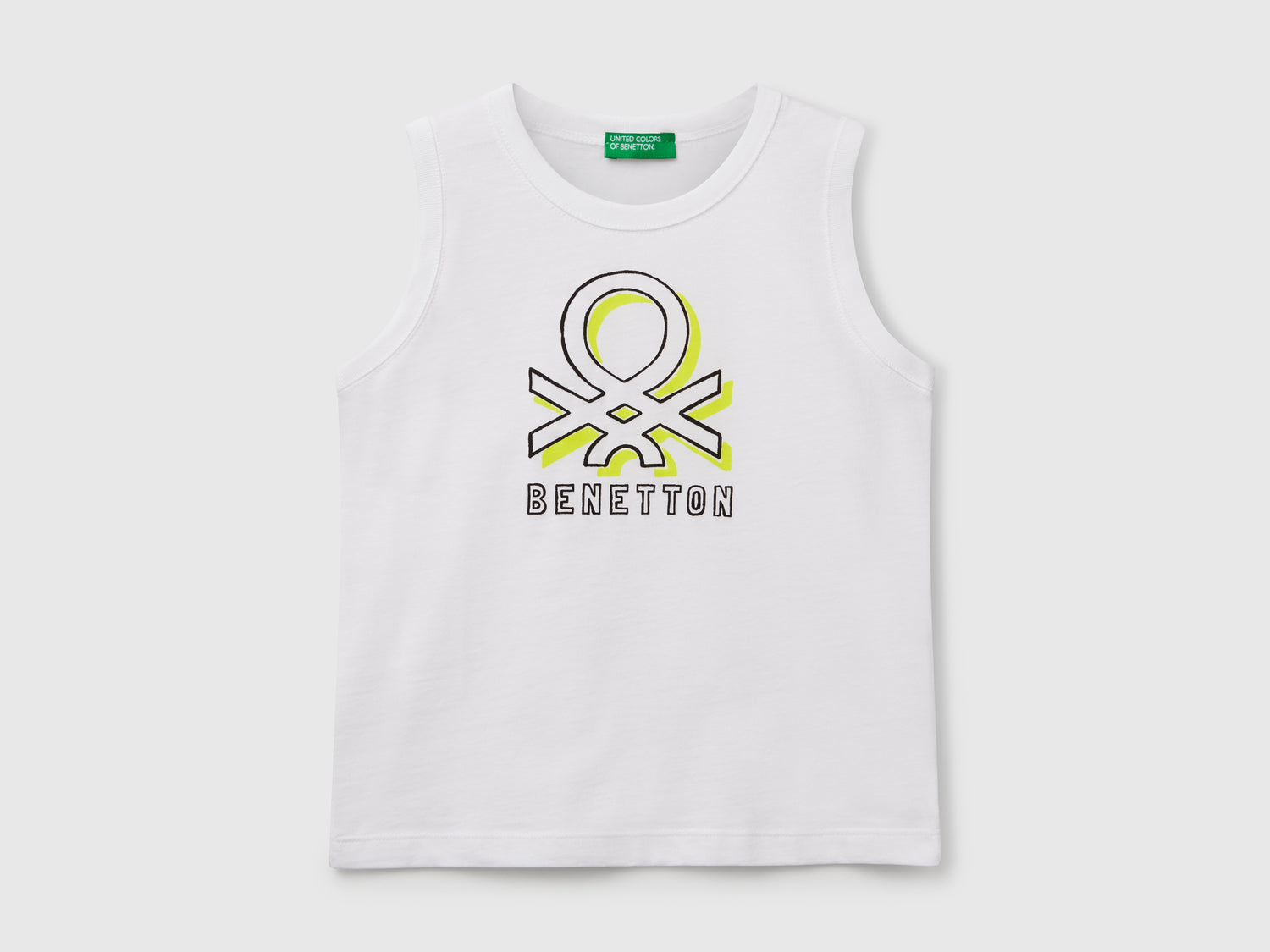 Canotta con logo e applicazione da bimbo bianco | Benetton Outlet
