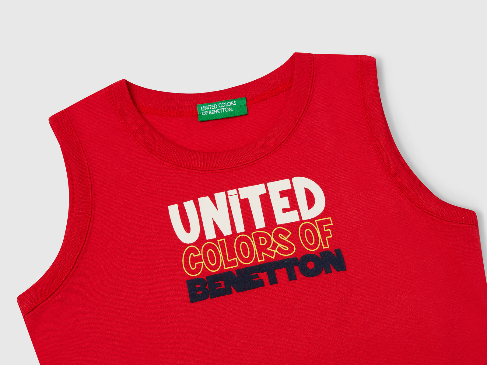 Canotta con logo e applicazione da bimbo rosso 3 | Benetton Outlet