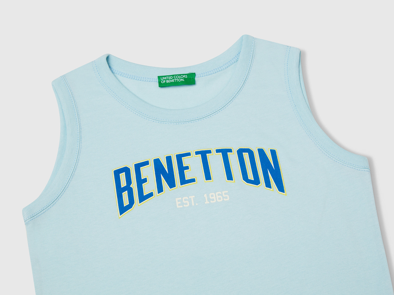Canotta con logo e applicazione da bimbo azzurro 3 | Benetton Outlet