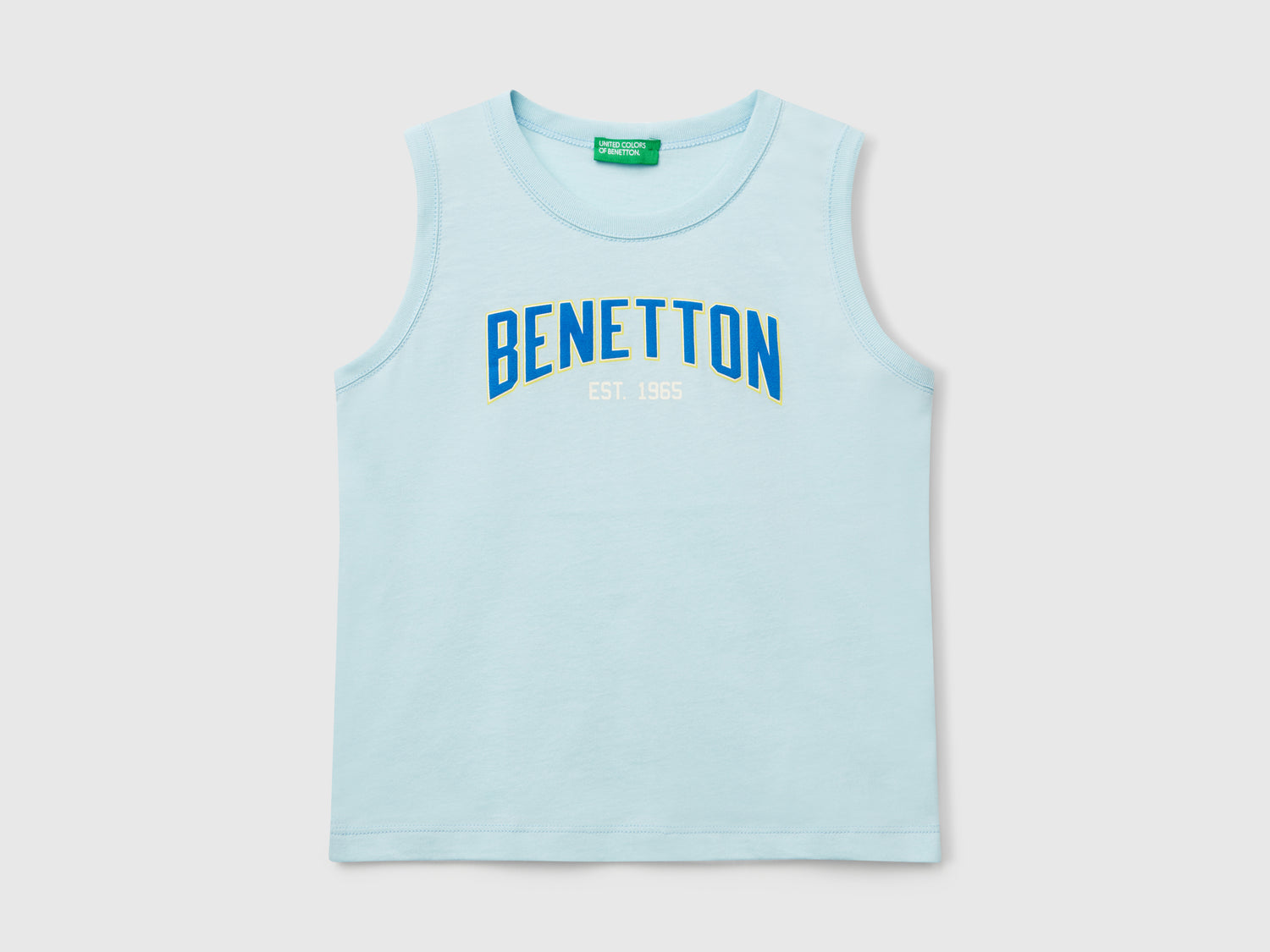 Canotta con logo e applicazione da bimbo azzurro | Benetton Outlet