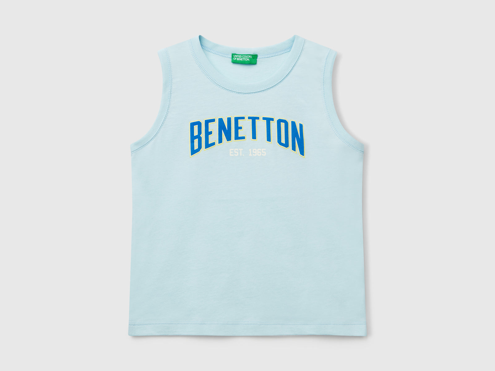 Canotta con logo e applicazione da bimbo azzurro | Benetton Outlet