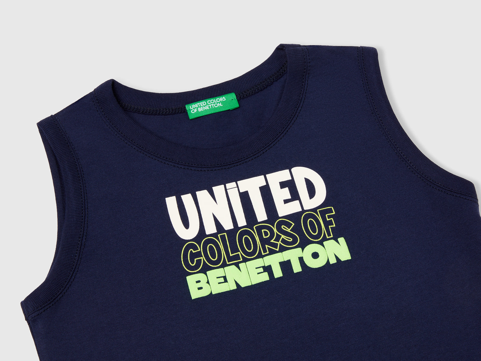 Canotta con logo e applicazione da bimbo blu scuro 3 | Benetton Outlet