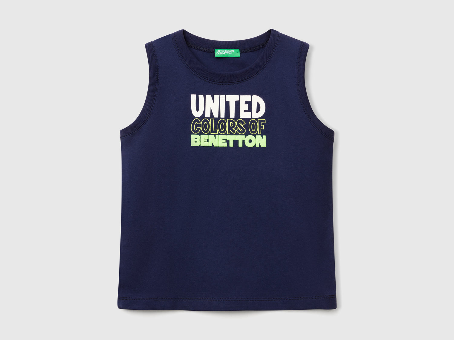Canotta con logo e applicazione da bimbo blu scuro | Benetton Outlet