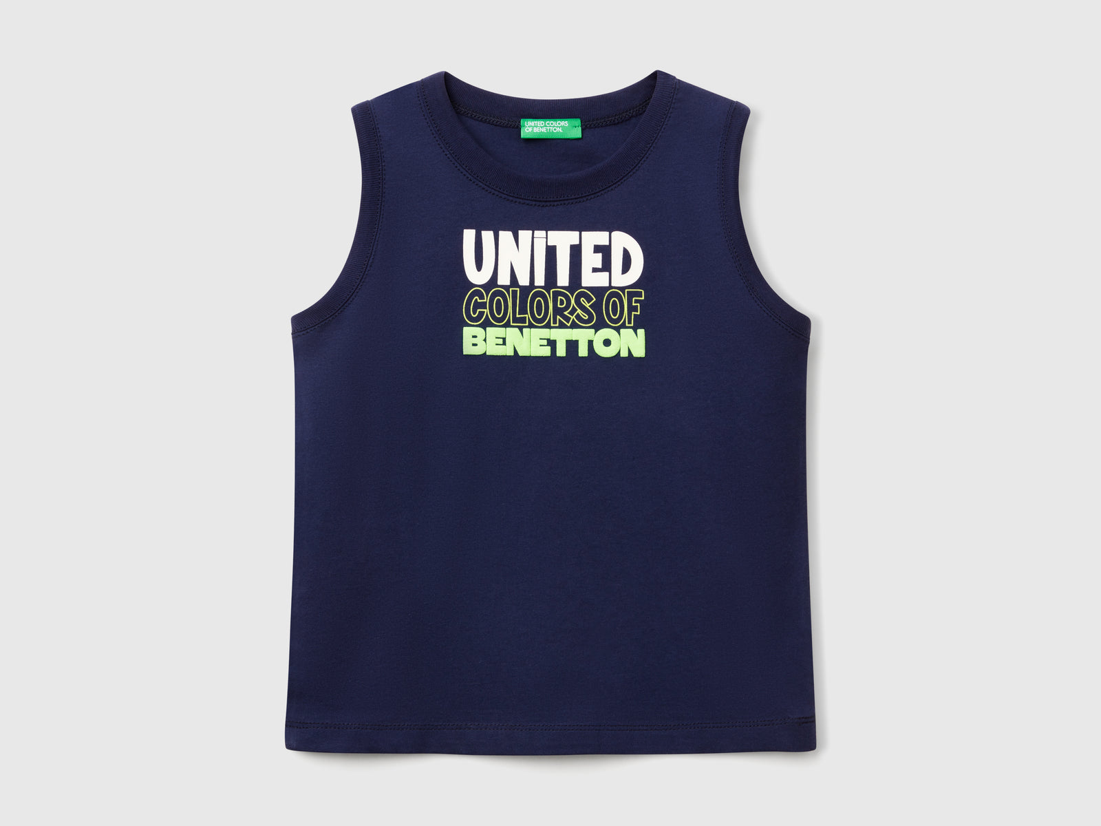 Canotta con logo e applicazione da bimbo blu scuro | Benetton Outlet