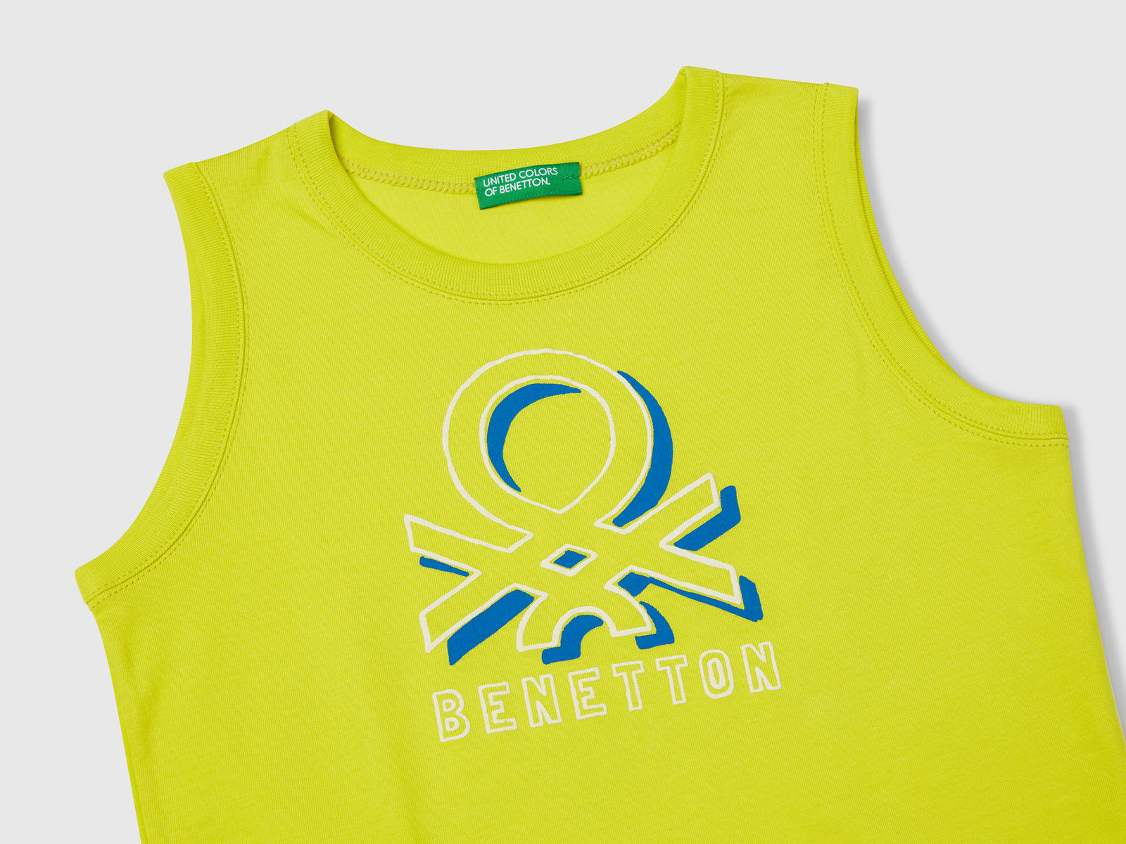 Canotta con logo e applicazione da bimbo giallo fluo 3 | Benetton Outlet