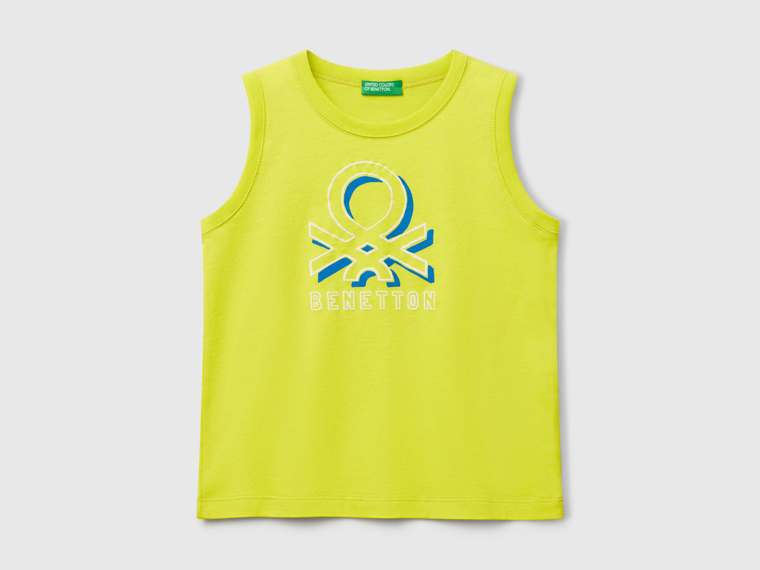 Canotta con logo e applicazione da bimbo giallo fluo | Benetton Outlet
