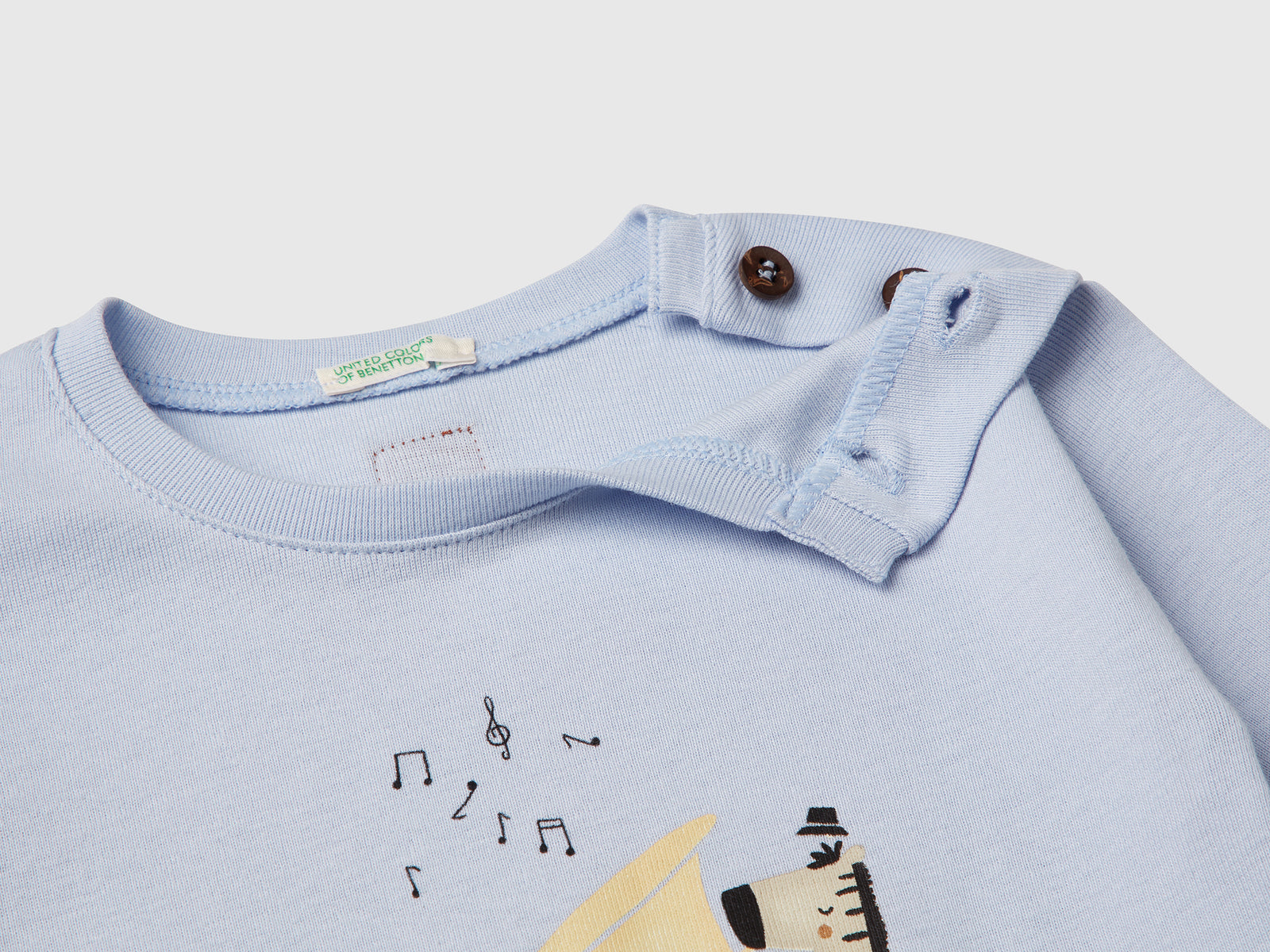 T-shirt con stampa animaletto da neonato celeste 3 | Benetton Outlet