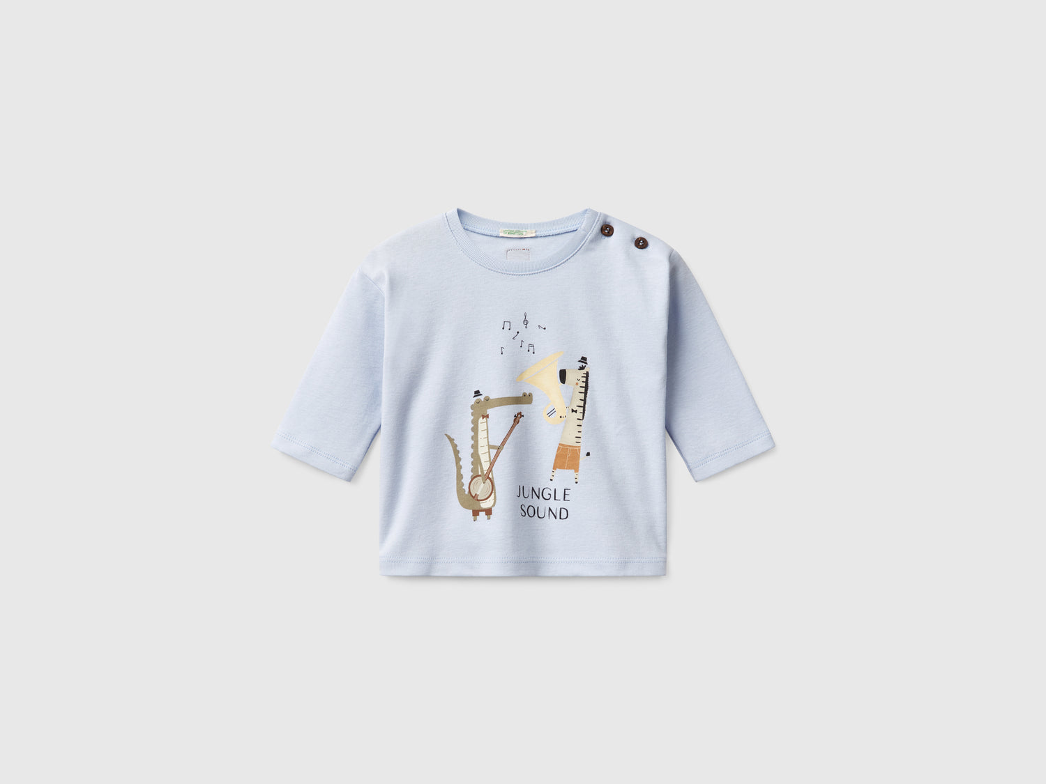 T-shirt con stampa animaletto da neonato celeste | Benetton Outlet