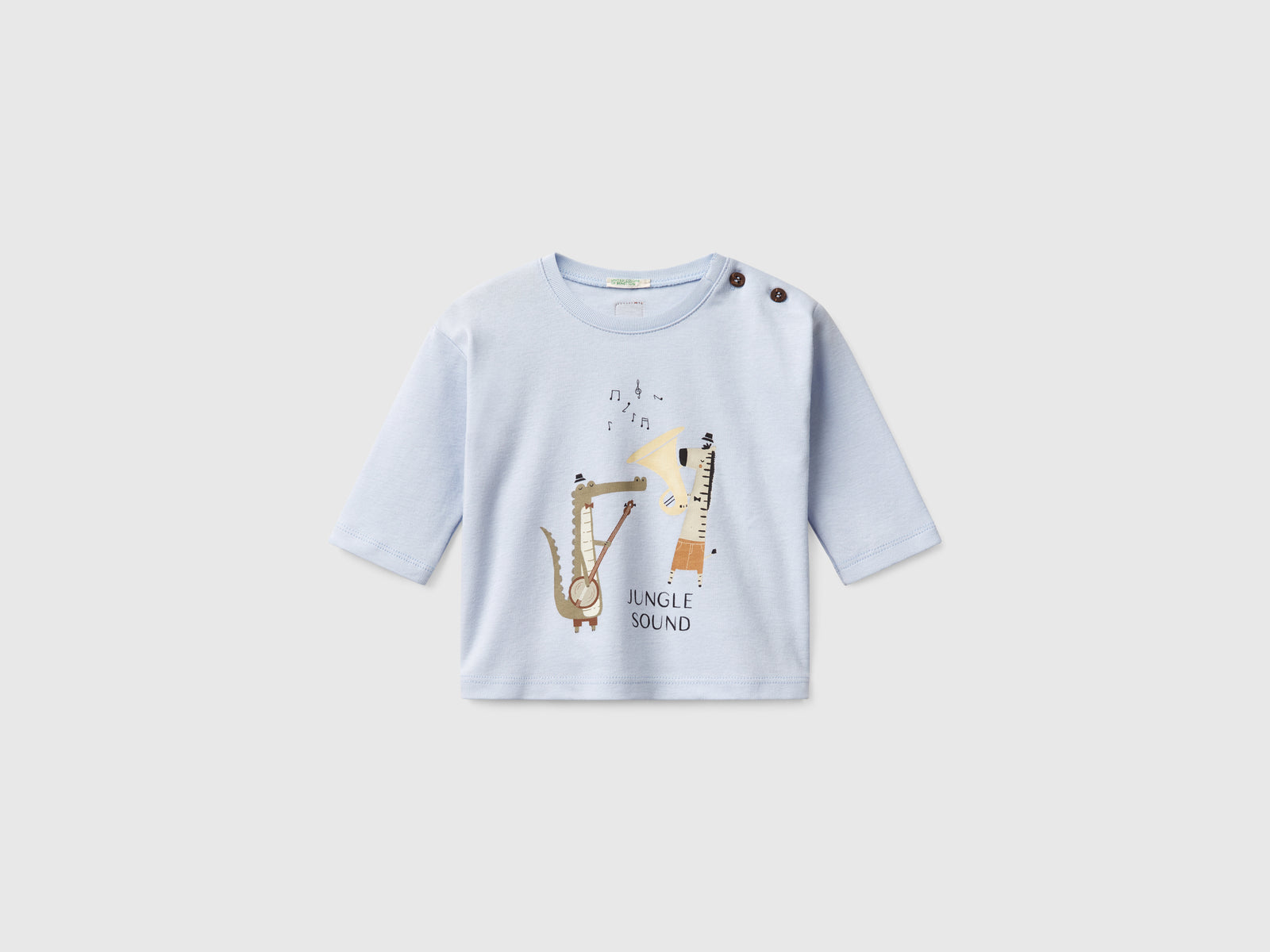 T-shirt con stampa animaletto da neonato celeste | Benetton Outlet