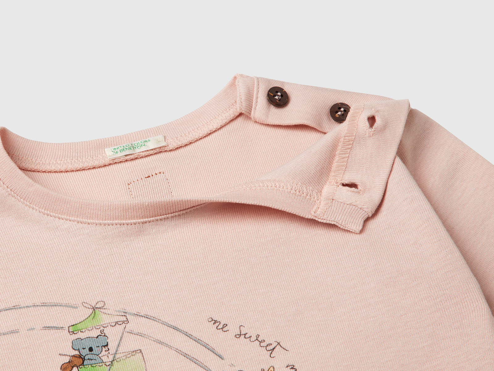 T-shirt con stampa animaletto da neonato rosa tenue 3 | Benetton Outlet