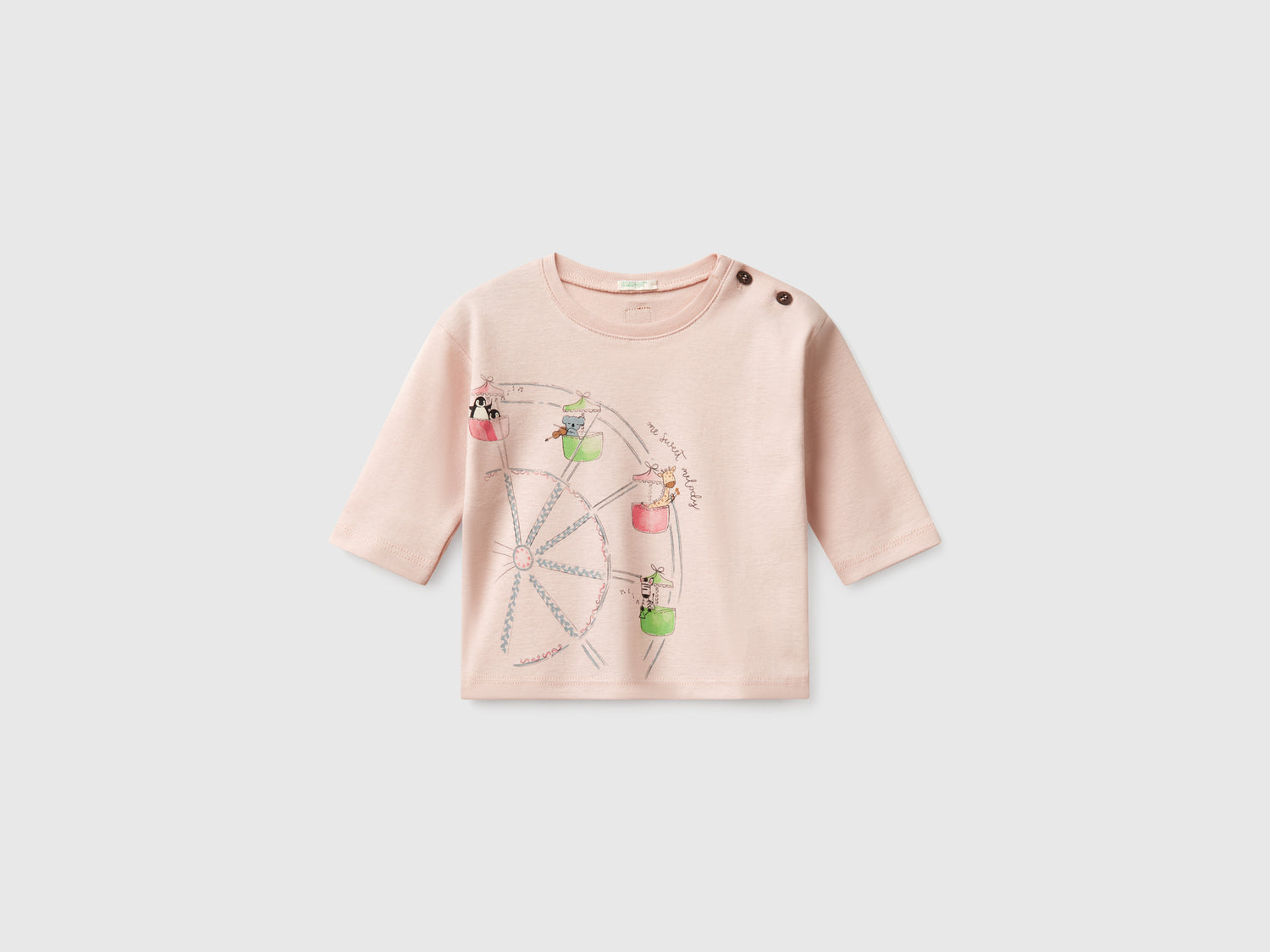 T-shirt con stampa animaletto da neonato rosa tenue | Benetton Outlet