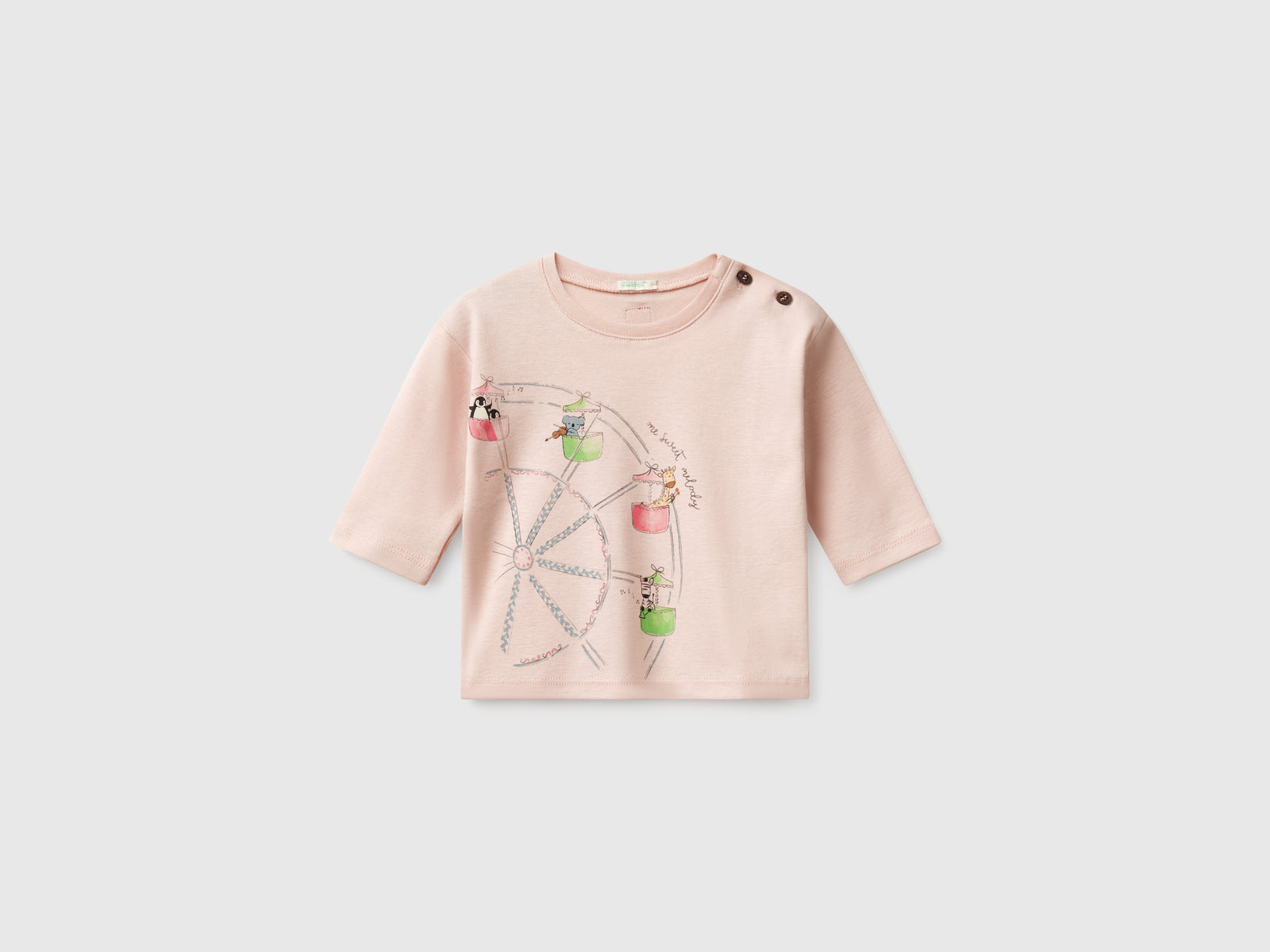 T-shirt con stampa animaletto da neonato rosa tenue | Benetton Outlet