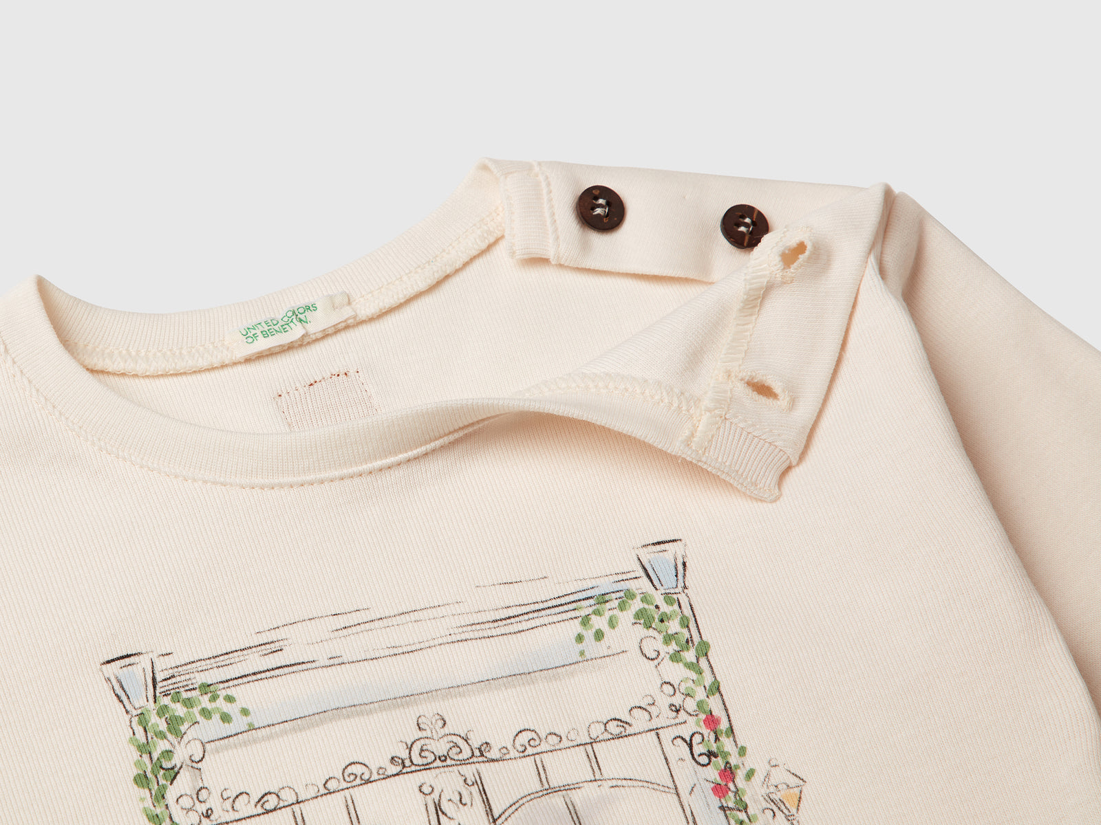 T-shirt con stampa animaletto da neonato bianco panna 3 | Benetton Outlet