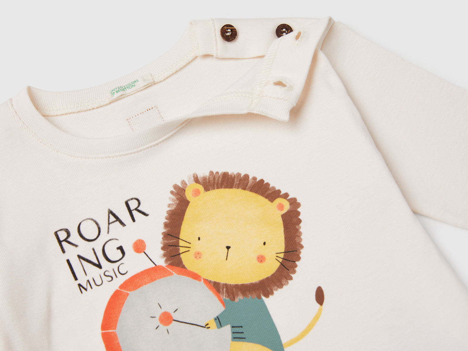 T-shirt con stampa animaletto da neonato bianco panna 3 | Benetton Outlet