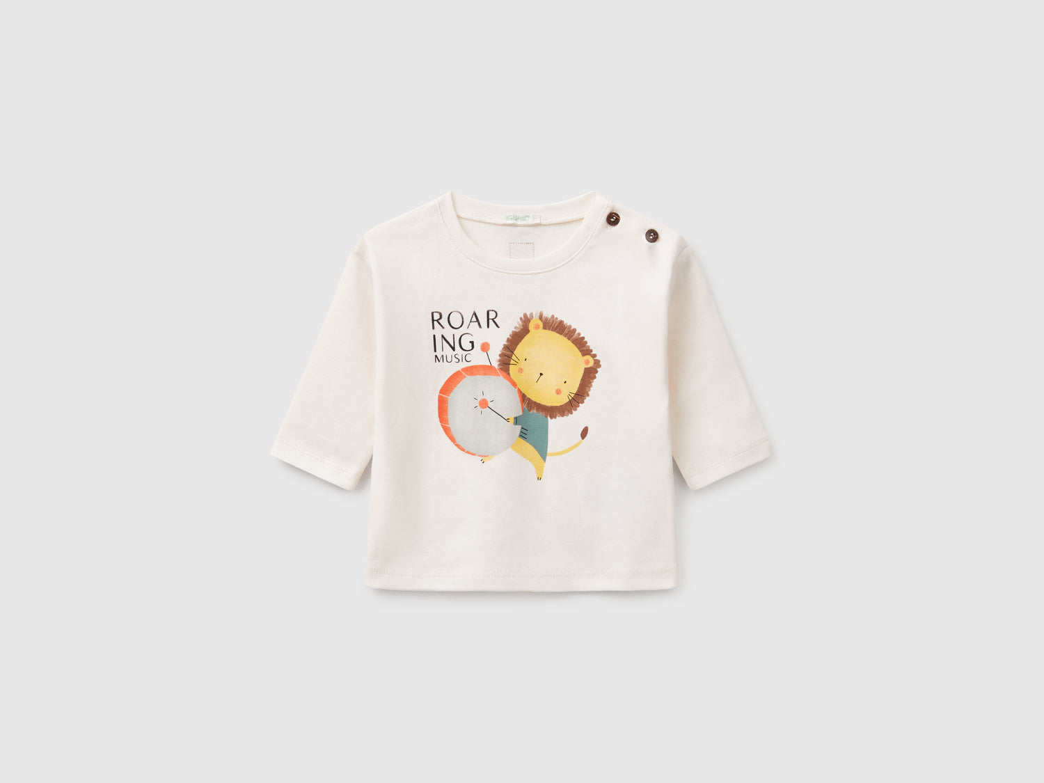 T-shirt con stampa animaletto da neonato bianco panna | Benetton Outlet