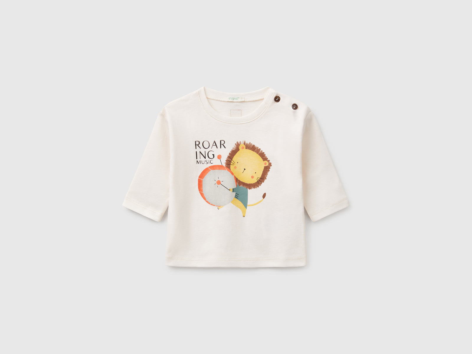 T-shirt con stampa animaletto da neonato bianco panna | Benetton Outlet