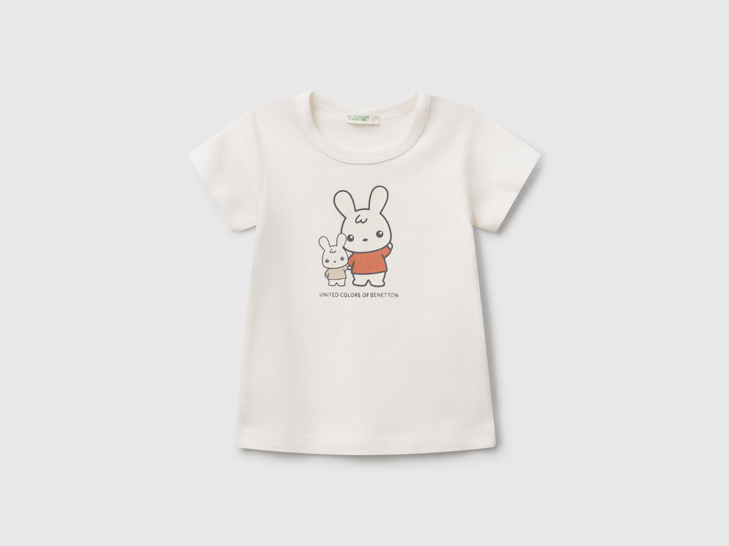 Maglietta in cotone da neonato bianco panna | Benetton Outlet