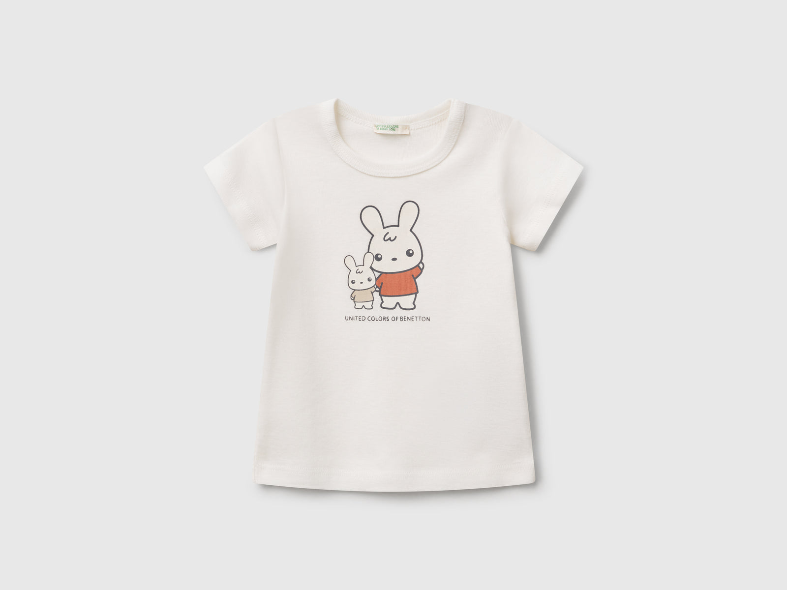 Maglietta in cotone da neonato bianco panna | Benetton Outlet