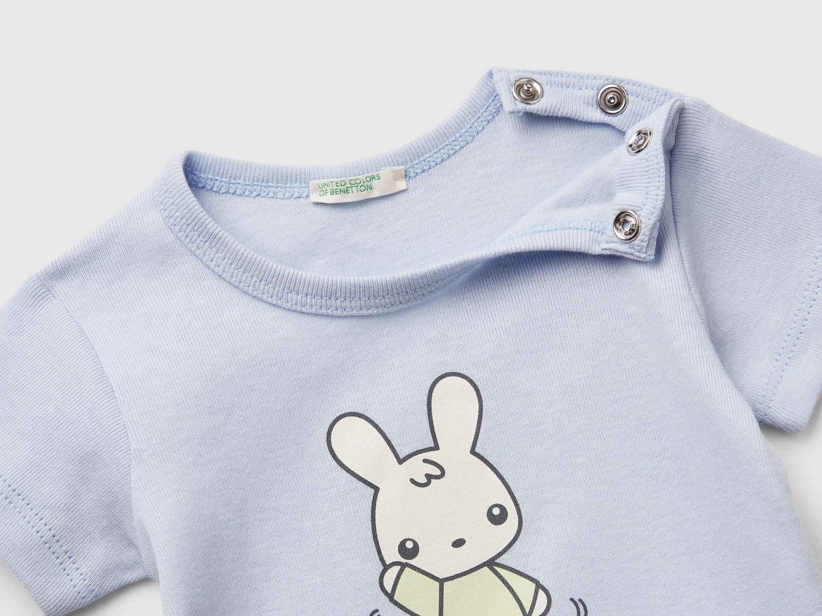 Maglietta in cotone da neonato celeste 3 | Benetton Outlet