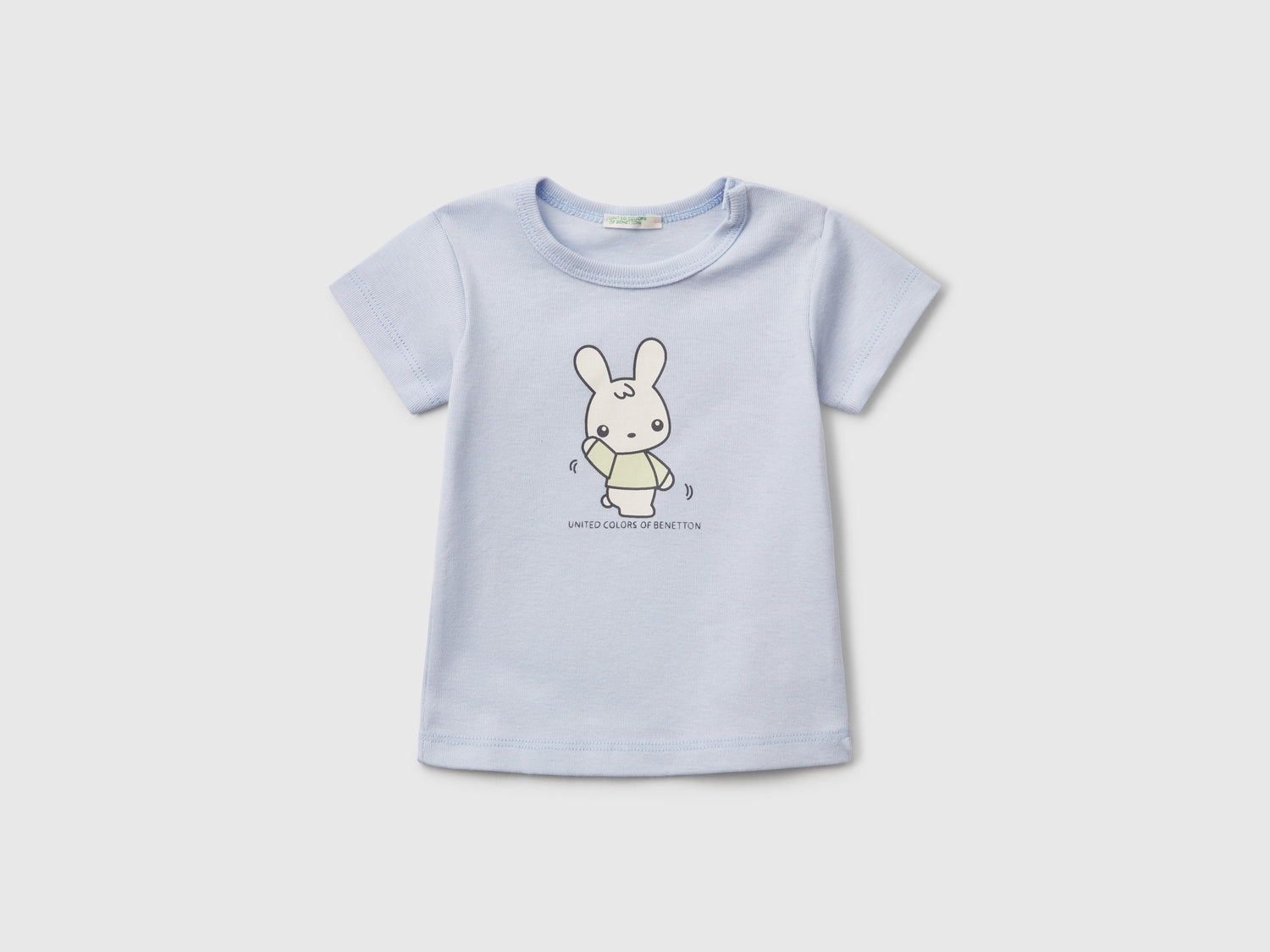 Maglietta in cotone da neonato celeste | Benetton Outlet