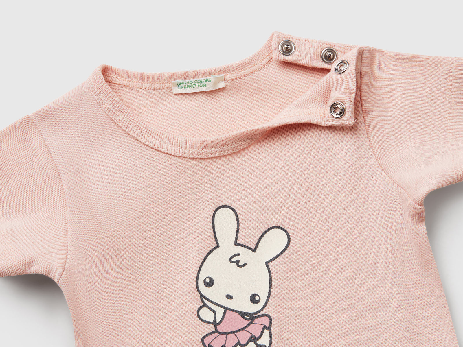 Maglietta in cotone da neonato rosa tenue 3 | Benetton Outlet