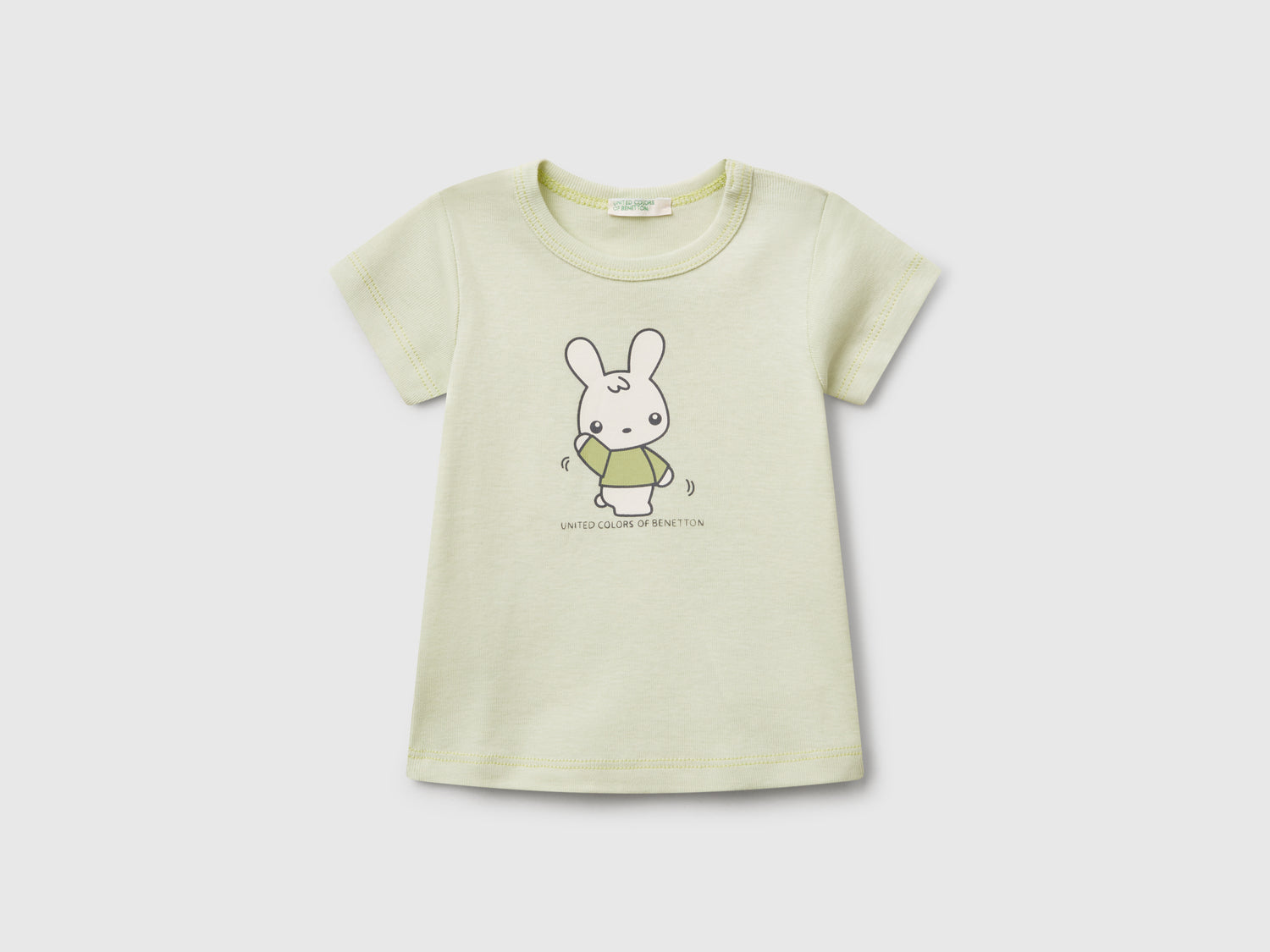 Maglietta in cotone da neonato verde chiaro | Benetton Outlet