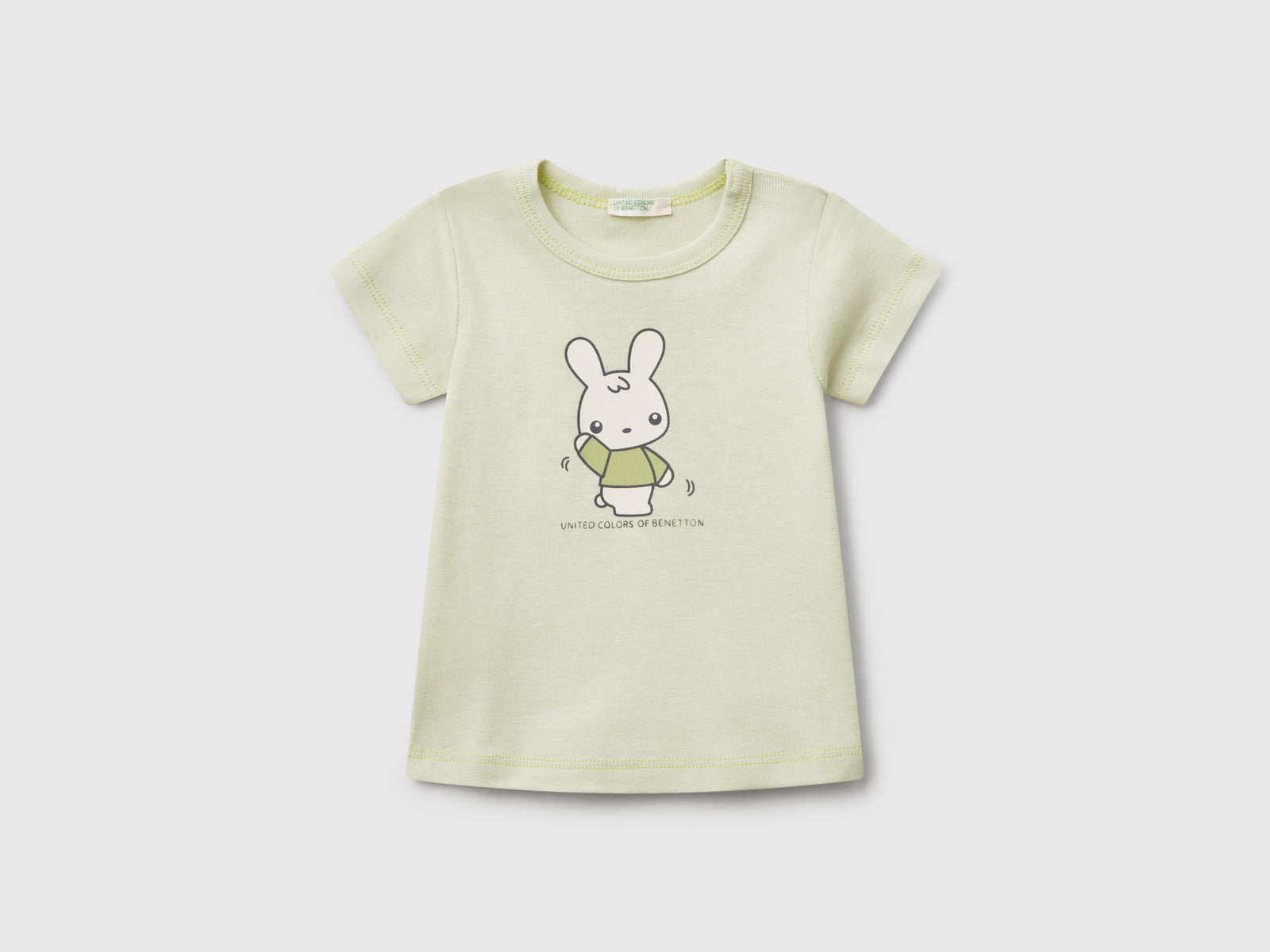 Maglietta in cotone da neonato verde chiaro | Benetton Outlet