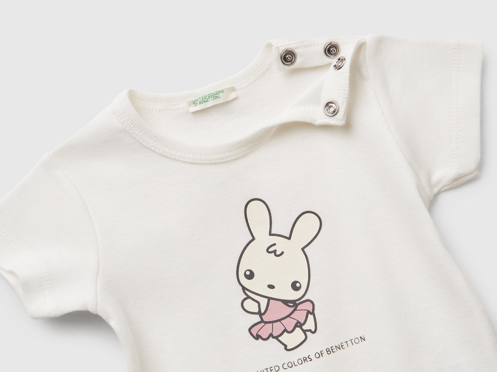 Maglietta in cotone da neonato bianco 3 | Benetton Outlet