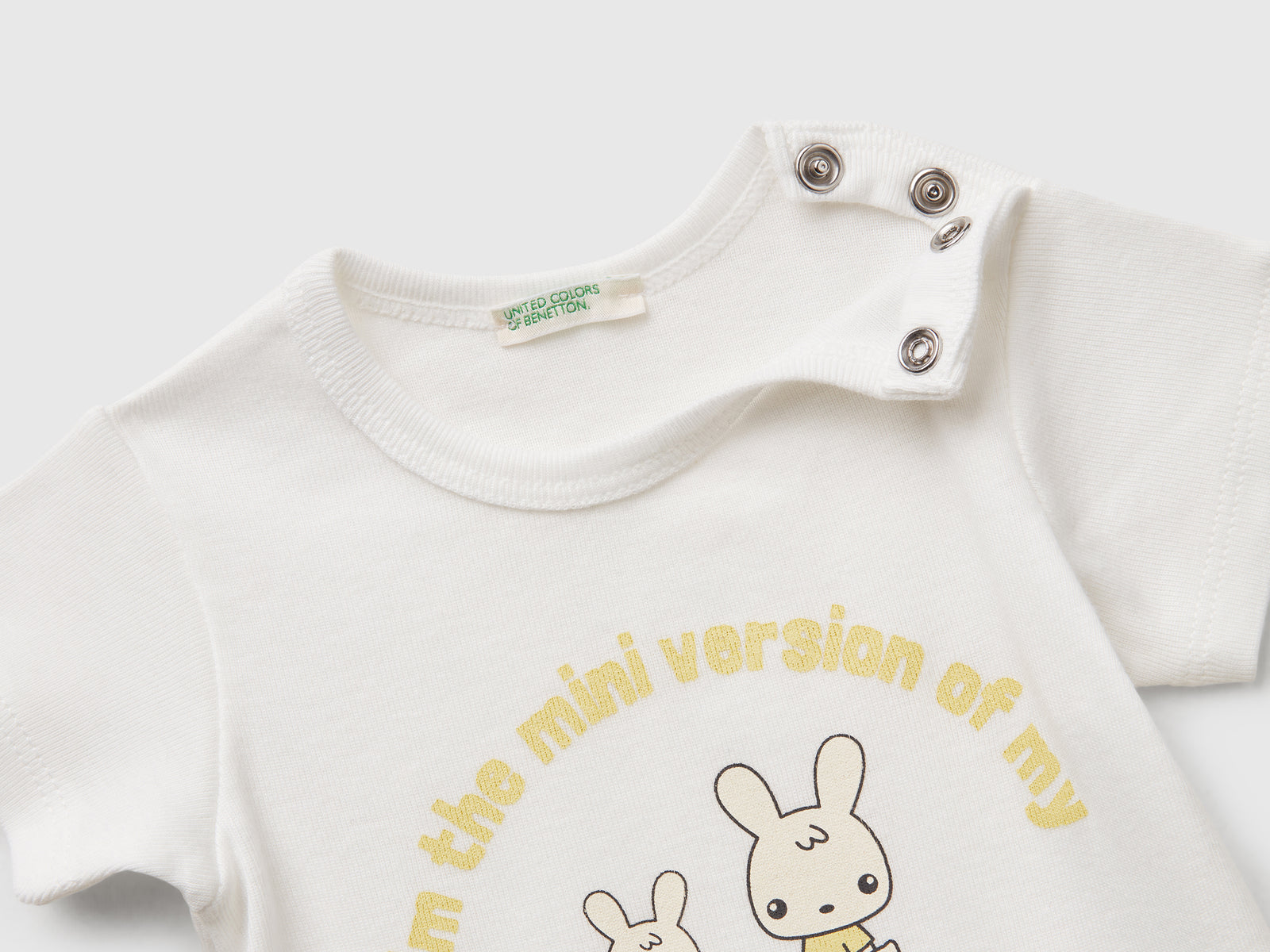 Maglietta in cotone da neonato bianco panna 3 | Benetton Outlet