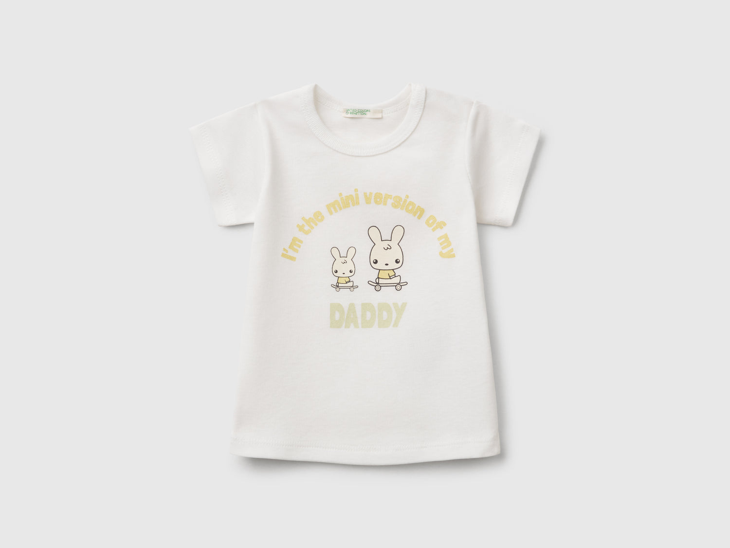 Maglietta in cotone da neonato bianco panna | Benetton Outlet