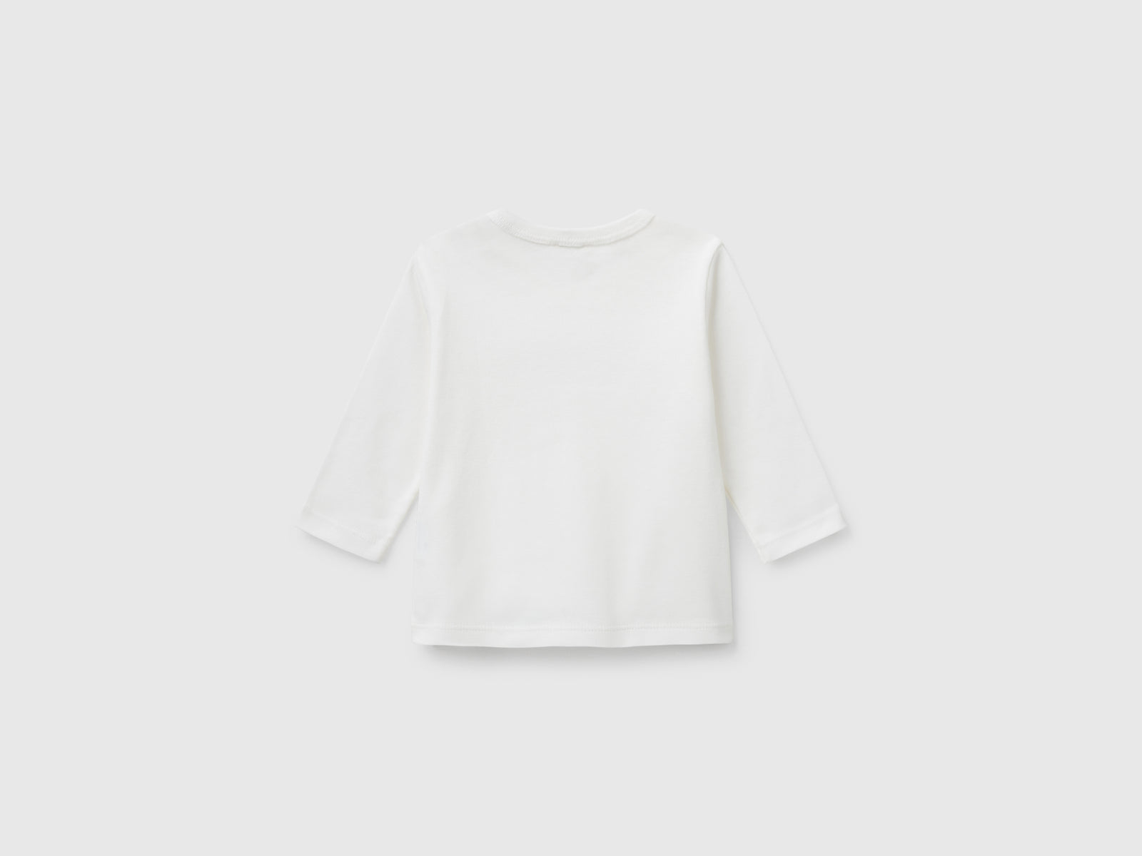 T-shirt manica lunga in cotone da neonato bianco panna 2 | Benetton Outlet