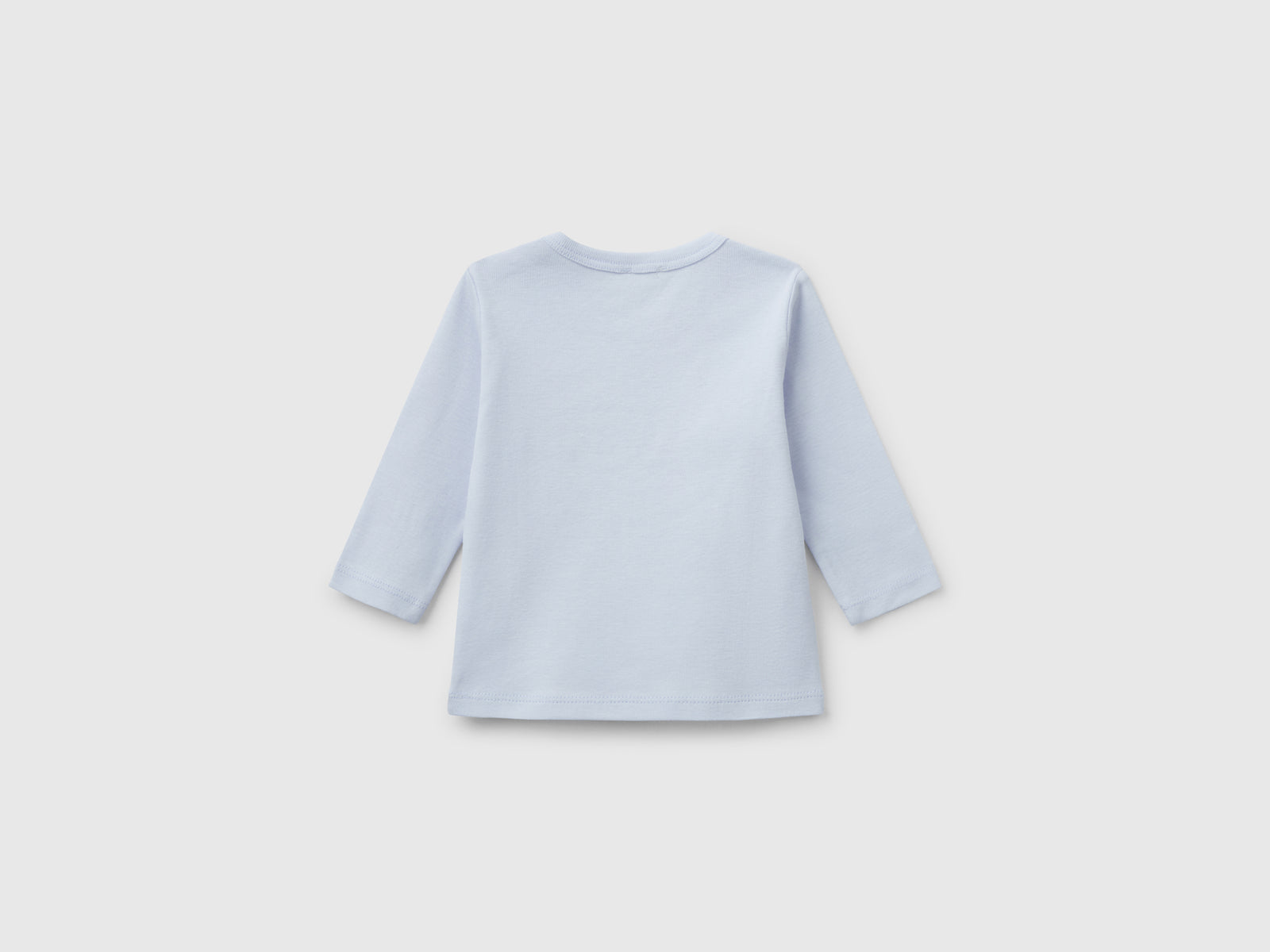 T-shirt manica lunga in cotone da neonato celeste 2 | Benetton Outlet