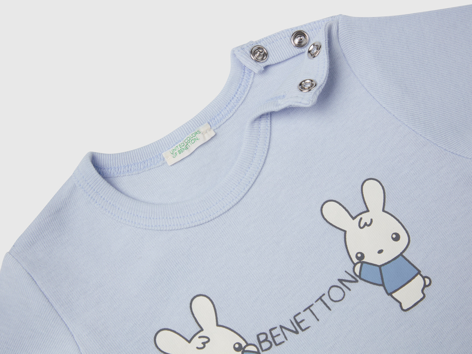 T-shirt manica lunga in cotone da neonato celeste 3 | Benetton Outlet