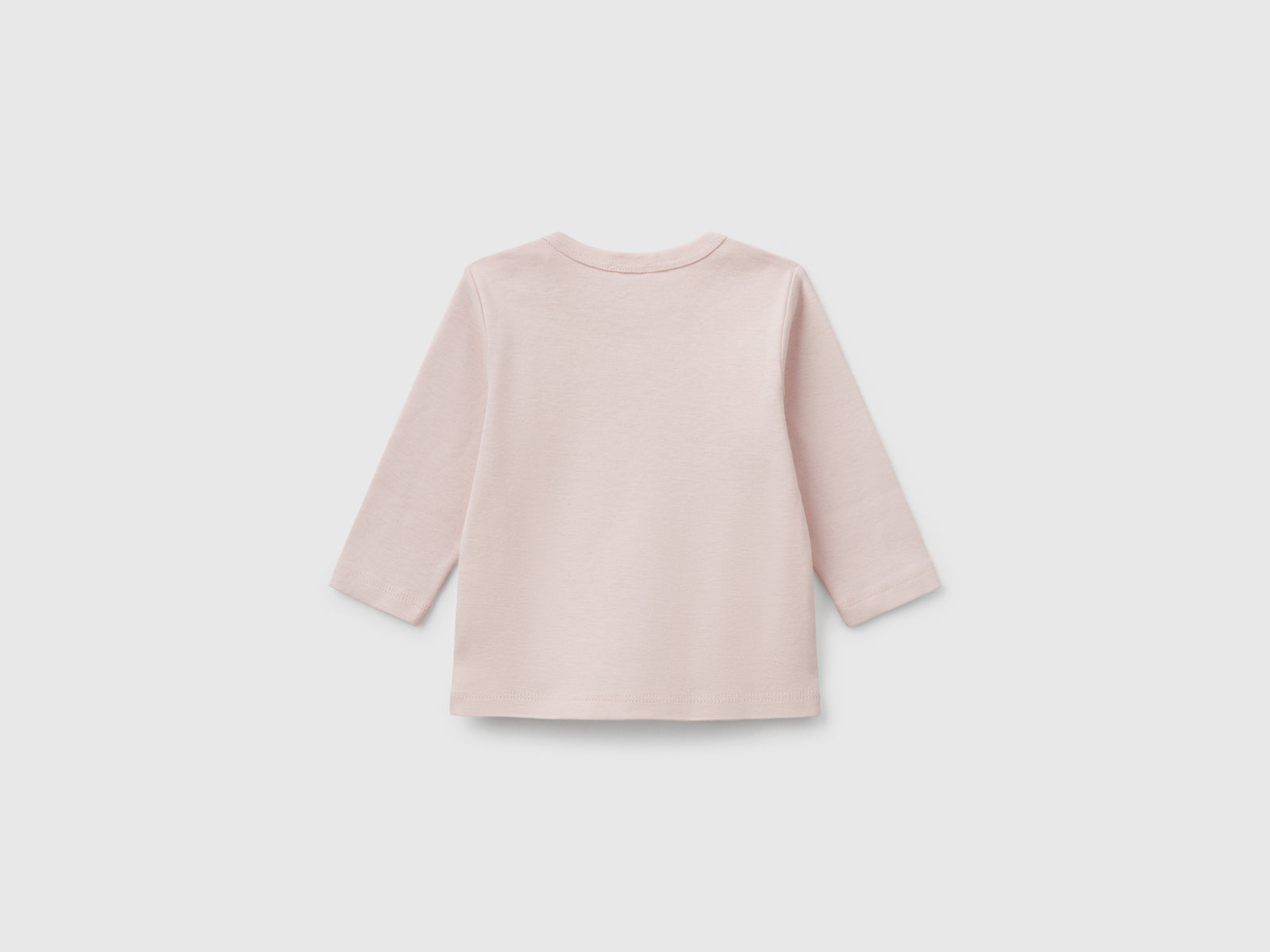 T-shirt manica lunga in cotone da neonato rosa tenue 2 | Benetton Outlet