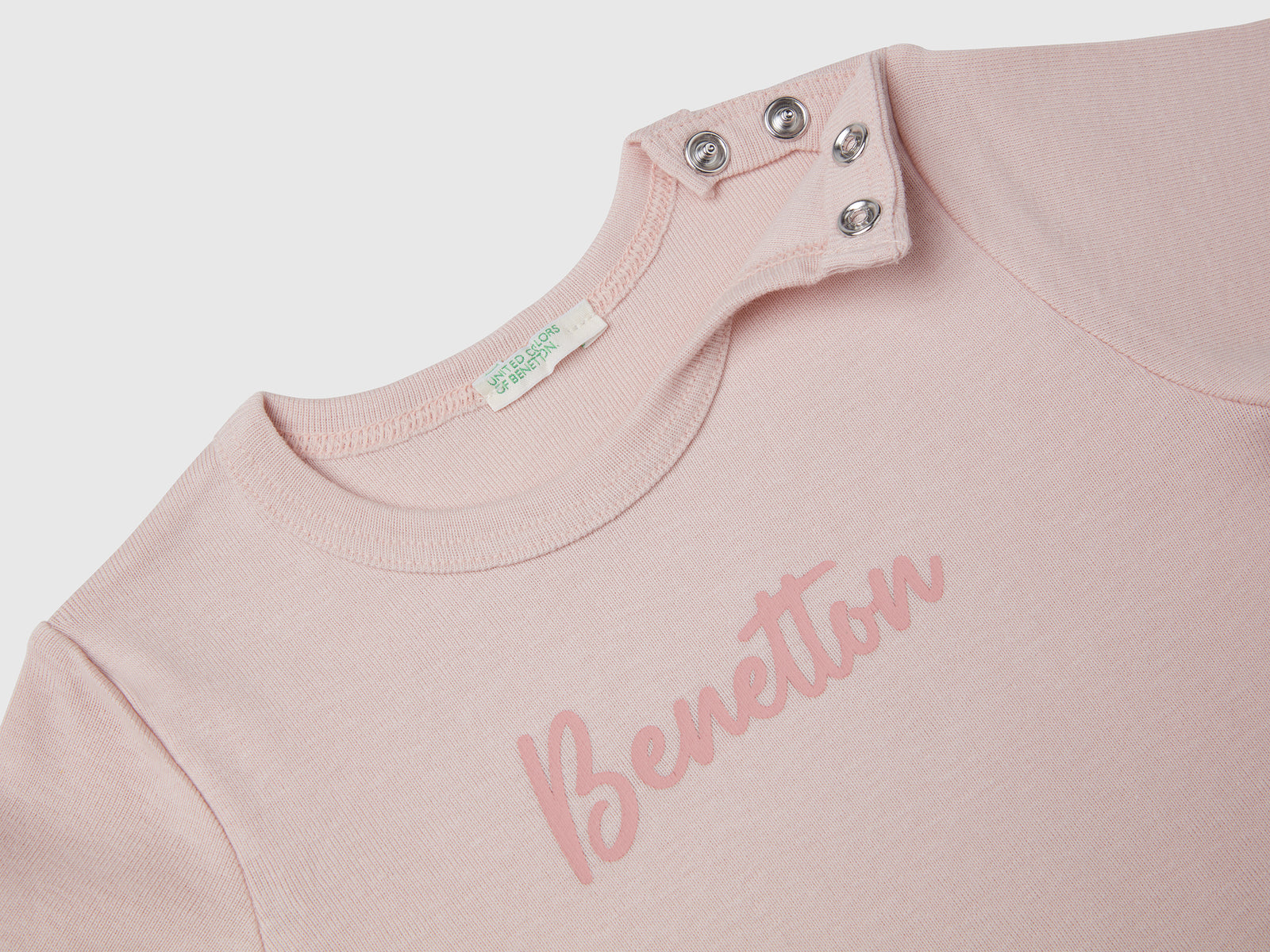 T-shirt manica lunga in cotone da neonato rosa tenue 3 | Benetton Outlet