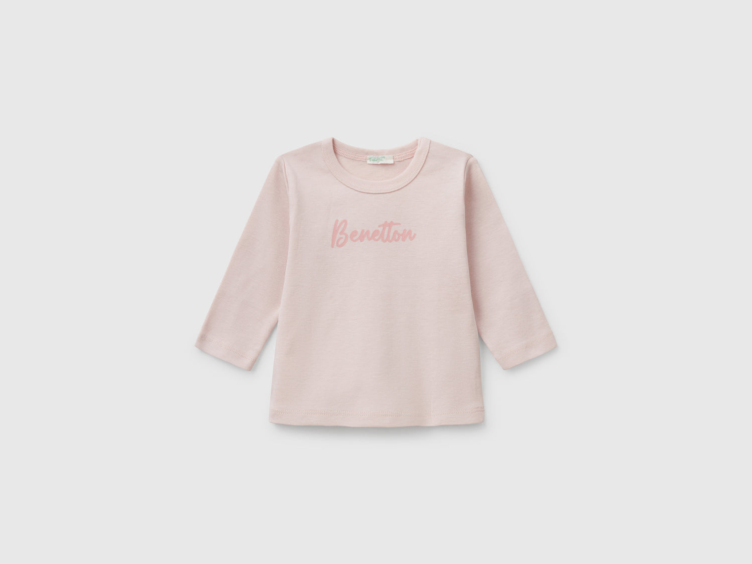 T-shirt manica lunga in cotone da neonato rosa tenue | Benetton Outlet
