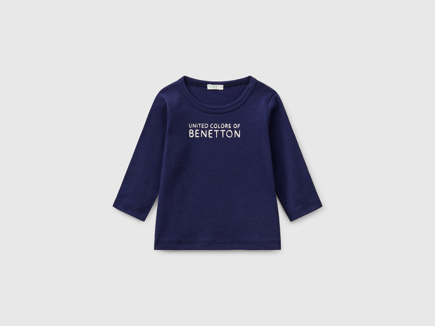 T-shirt manica lunga in cotone da neonato blu scuro | Benetton Outlet