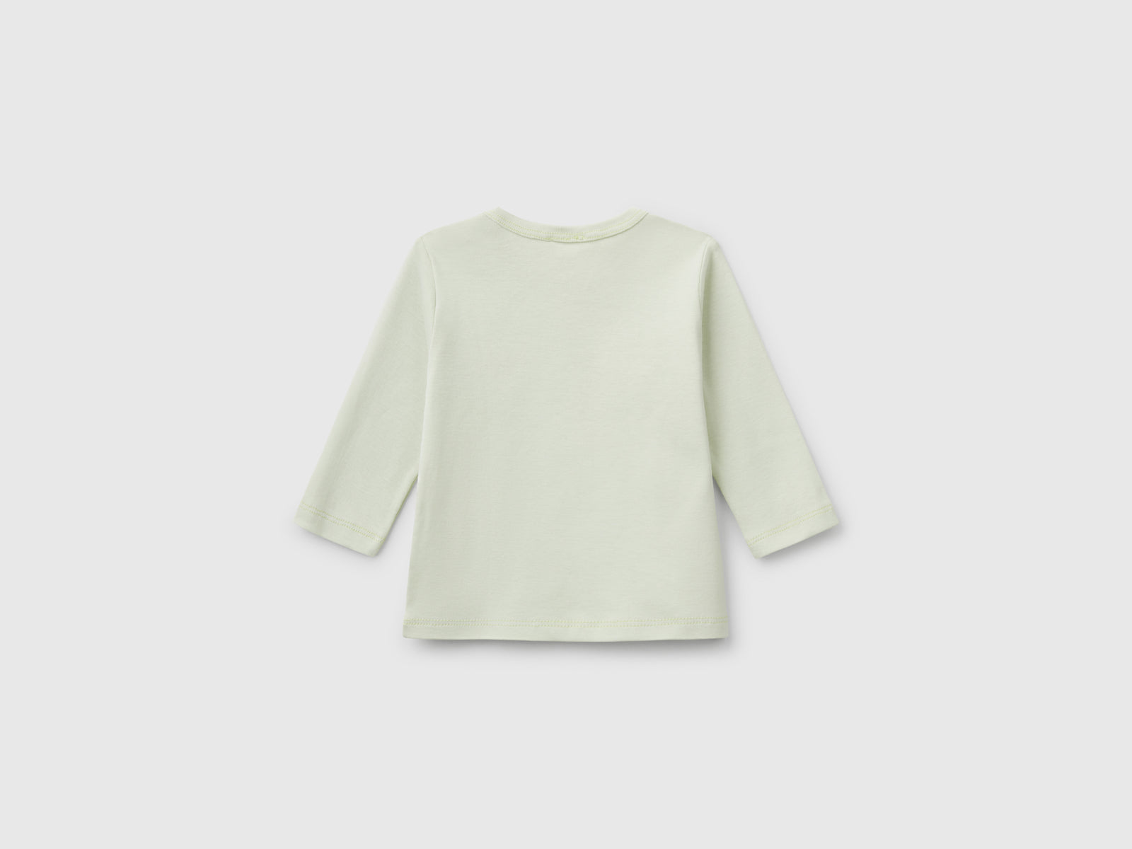T-shirt manica lunga in cotone da neonato verde chiaro 2 | Benetton Outlet