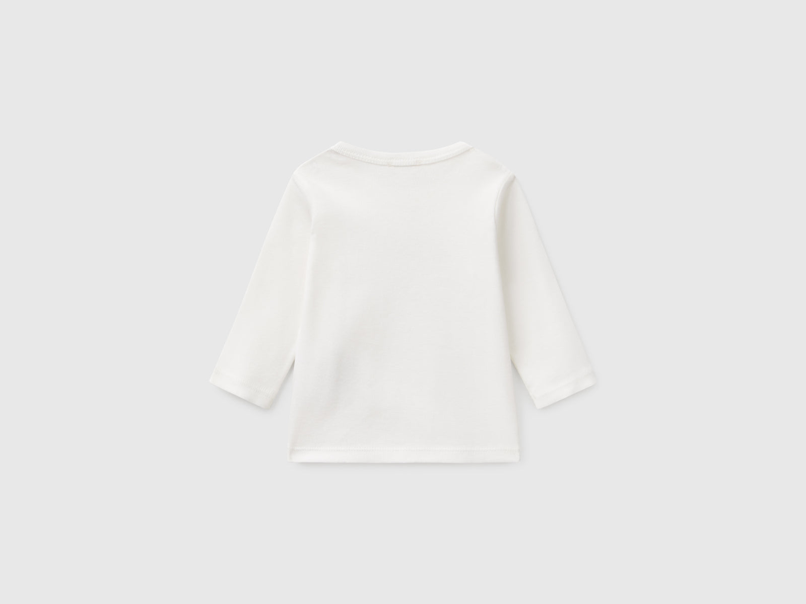 T-shirt manica lunga in cotone da neonato bianco 2 | Benetton Outlet