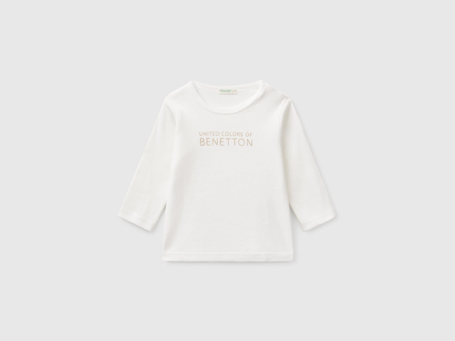 T-shirt manica lunga in cotone da neonato bianco | Benetton Outlet