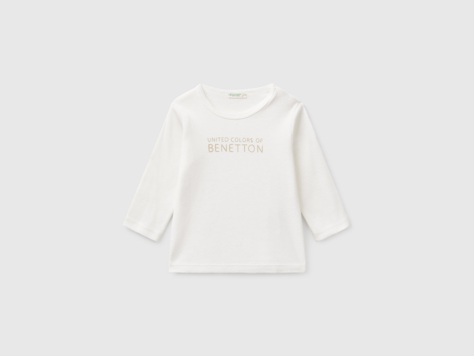 T-shirt manica lunga in cotone da neonato bianco | Benetton Outlet