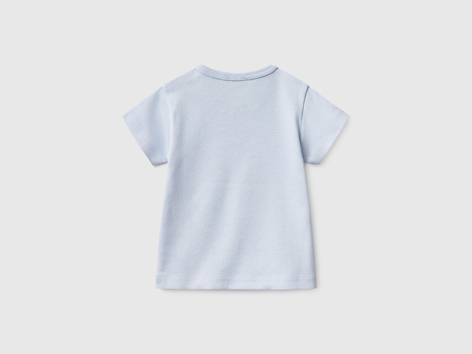 T-shirt manica corta in cotone da neonato celeste 2 | Benetton Outlet