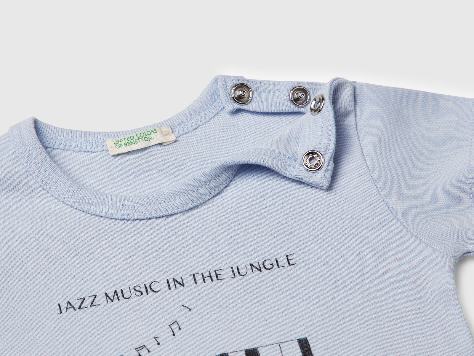 T-shirt manica corta in cotone da neonato celeste 3 | Benetton Outlet