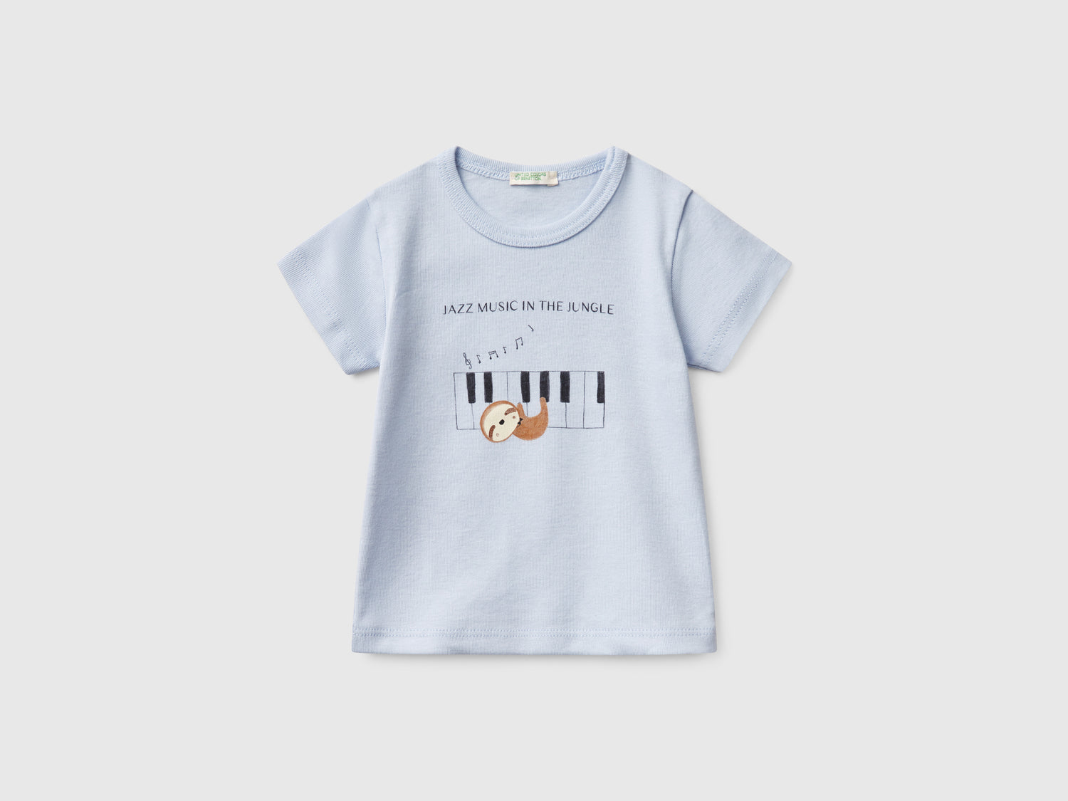 T-shirt manica corta in cotone da neonato celeste | Benetton Outlet