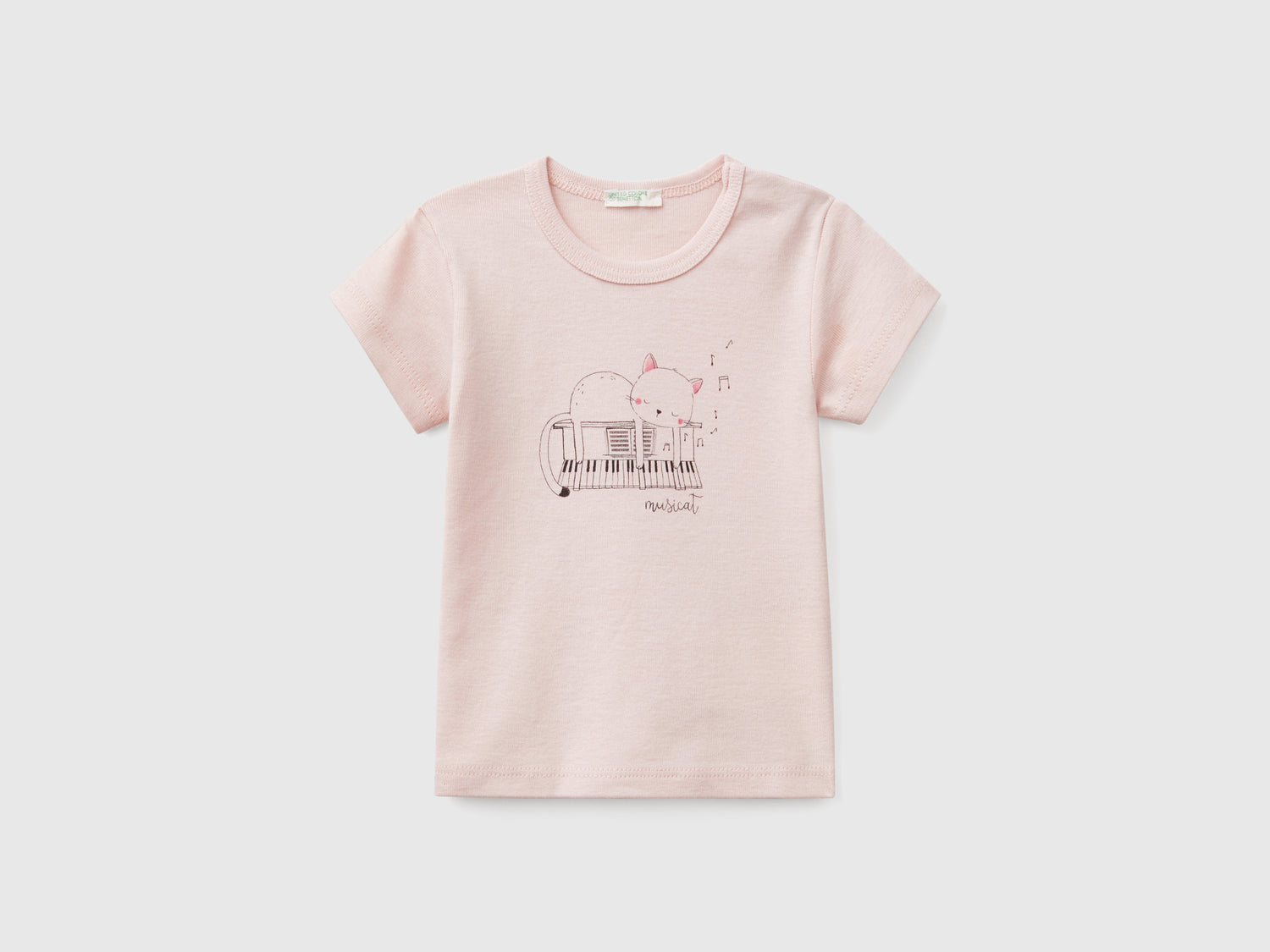 T-shirt manica corta in cotone da neonato rosa tenue | Benetton Outlet