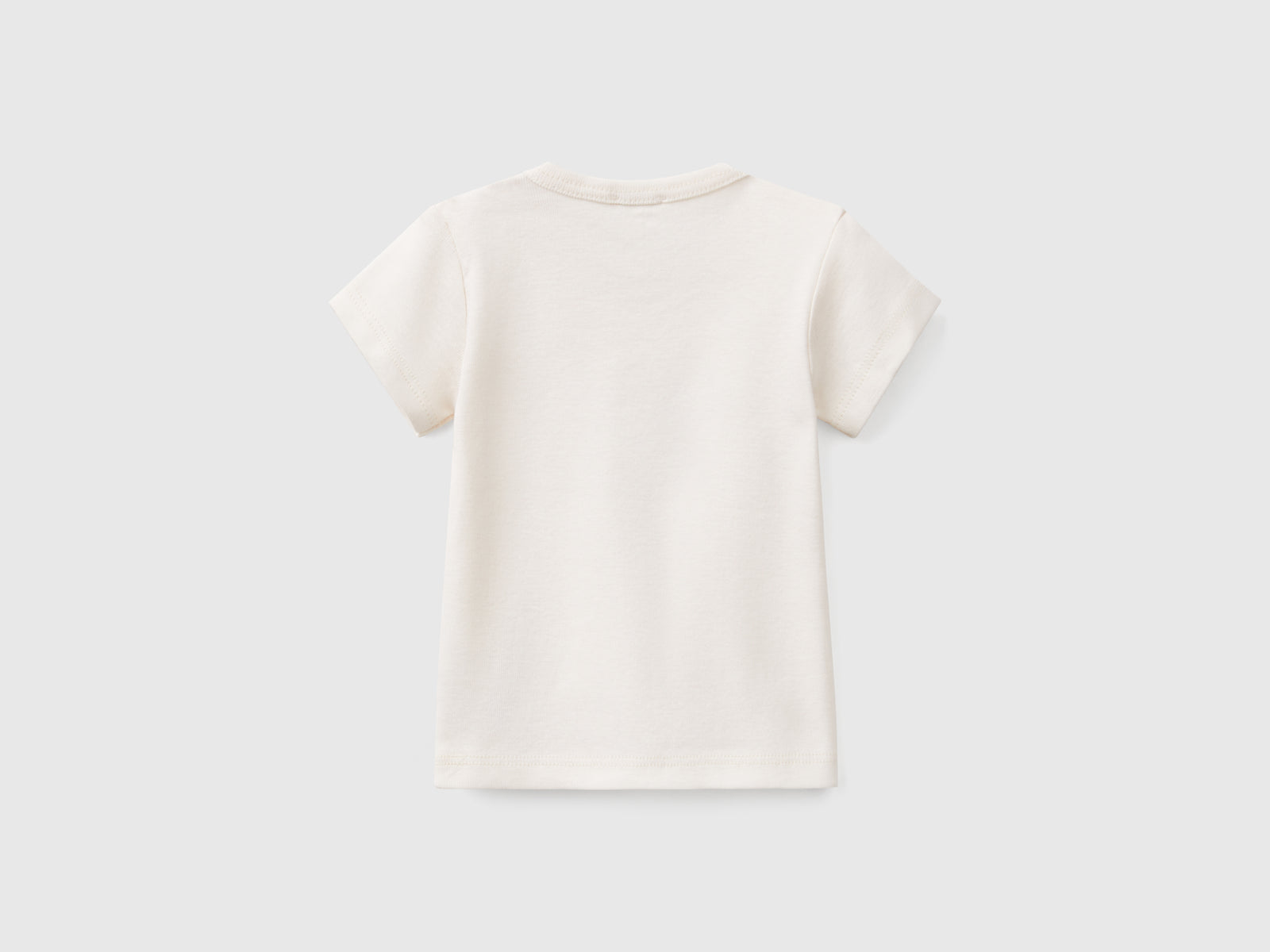 T-shirt manica corta in cotone da neonato bianco panna 2 | Benetton Outlet