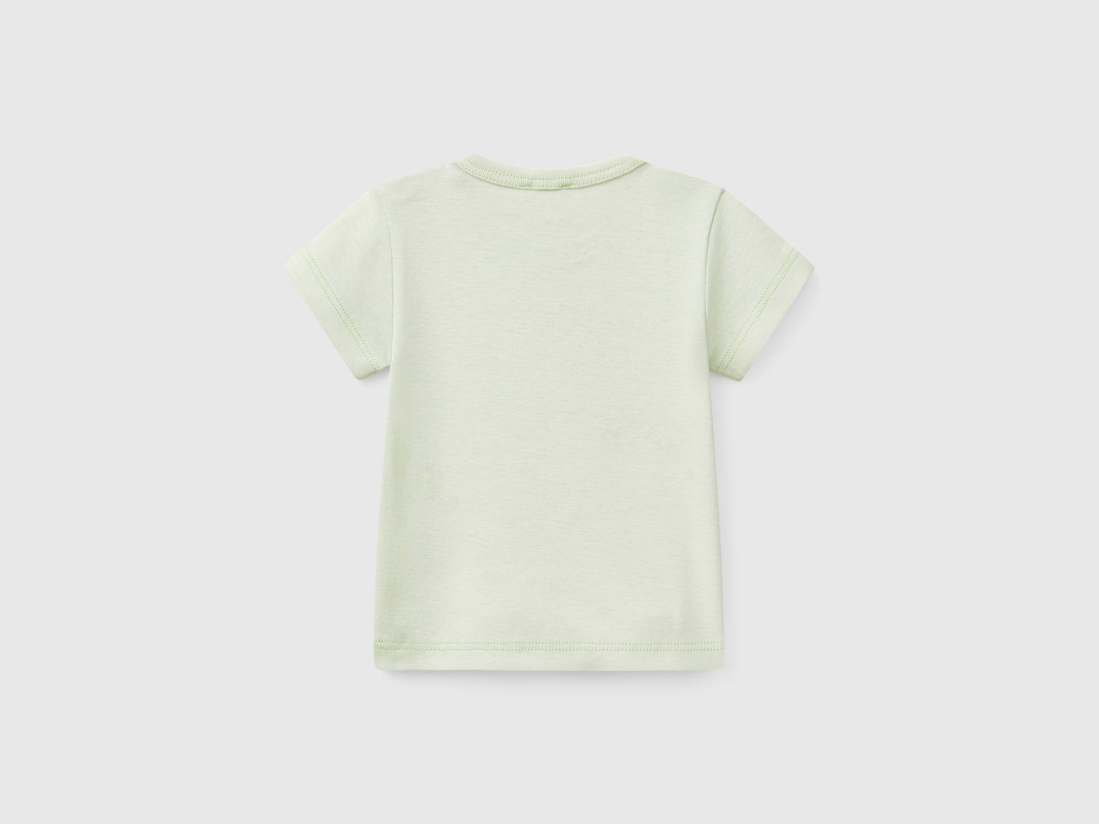 T-shirt manica corta in cotone da neonato verde chiaro 2 | Benetton Outlet