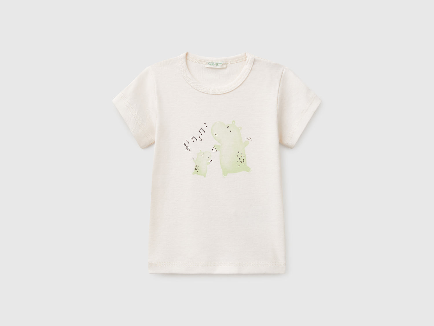 T-shirt manica corta in cotone da neonato bianco | Benetton Outlet