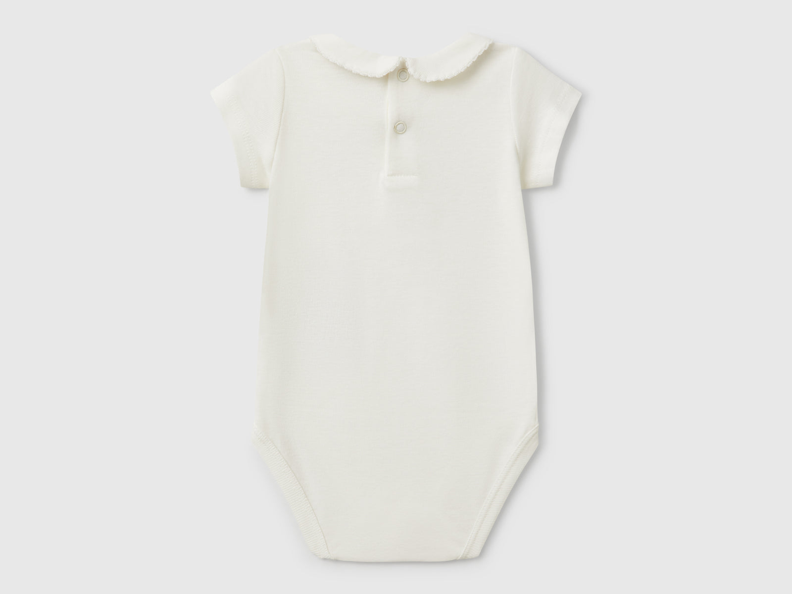 Body con colletto in cotone da neonato bianco panna 2 | Benetton Outlet